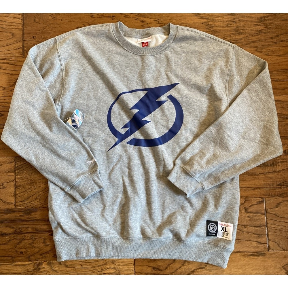 NWT Mitchell & Ness Tampa Bay Lightning Sweatshirt Mens XL Gray L/S Fleece